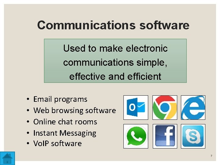 Communications software Used to make electronic communications simple, effective and efficient • • •