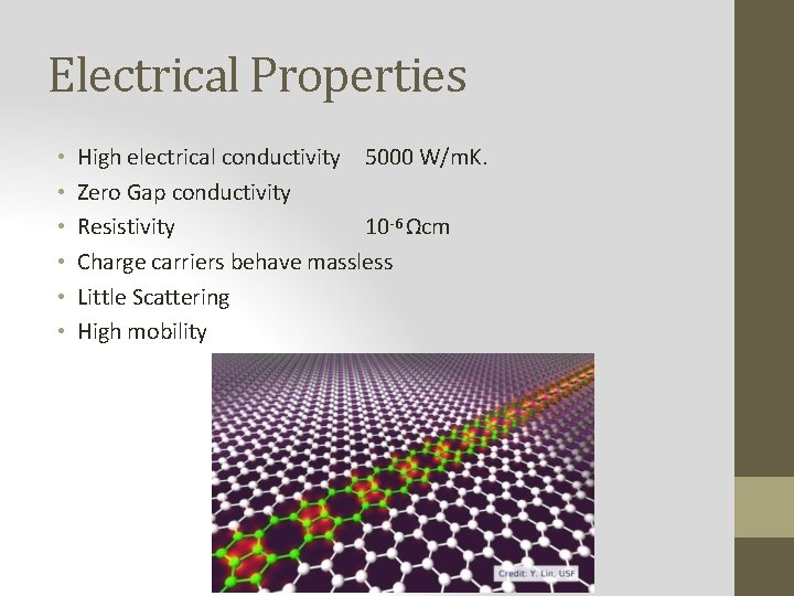 Electrical Properties • • • High electrical conductivity 5000 W/m. K. Zero Gap conductivity