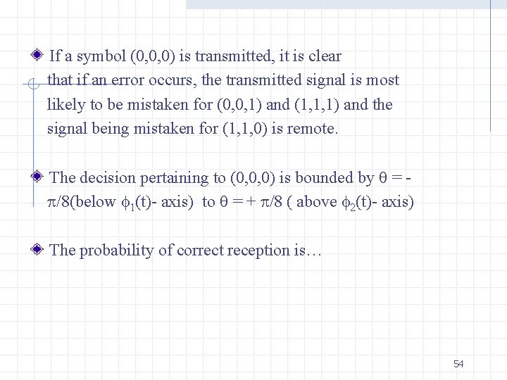 If a symbol (0, 0, 0) is transmitted, it is clear that if an