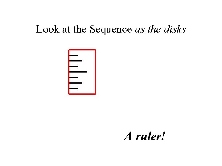 Look at the Sequence as the disks A ruler! 