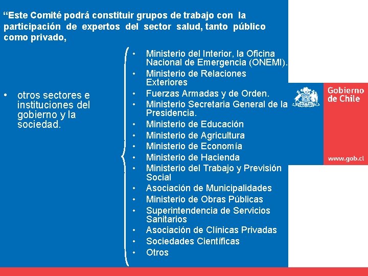 “Este Comité podrá constituir grupos de trabajo con la participación de expertos del sector