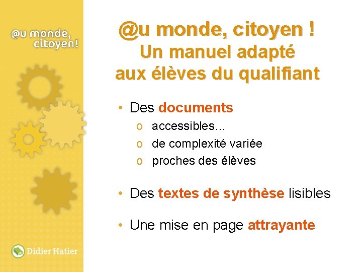 @u monde, citoyen ! Un manuel adapté aux élèves du qualifiant • Des documents