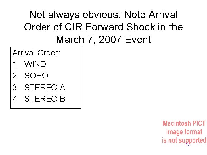 Not always obvious: Note Arrival Order of CIR Forward Shock in the March 7,