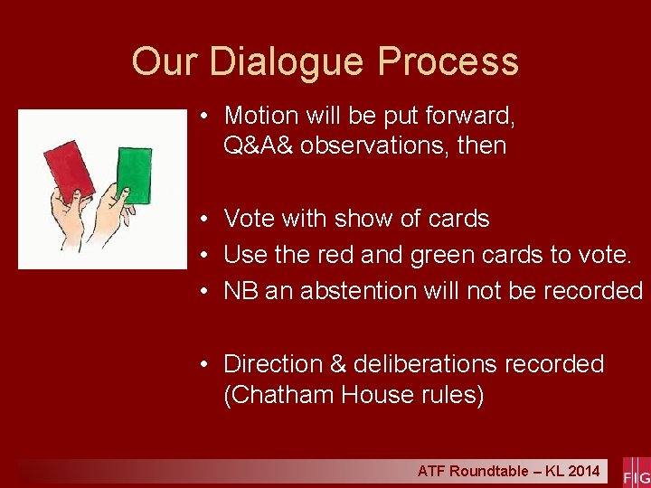 Our Dialogue Process • Motion will be put forward, Q&A& observations, then • Vote