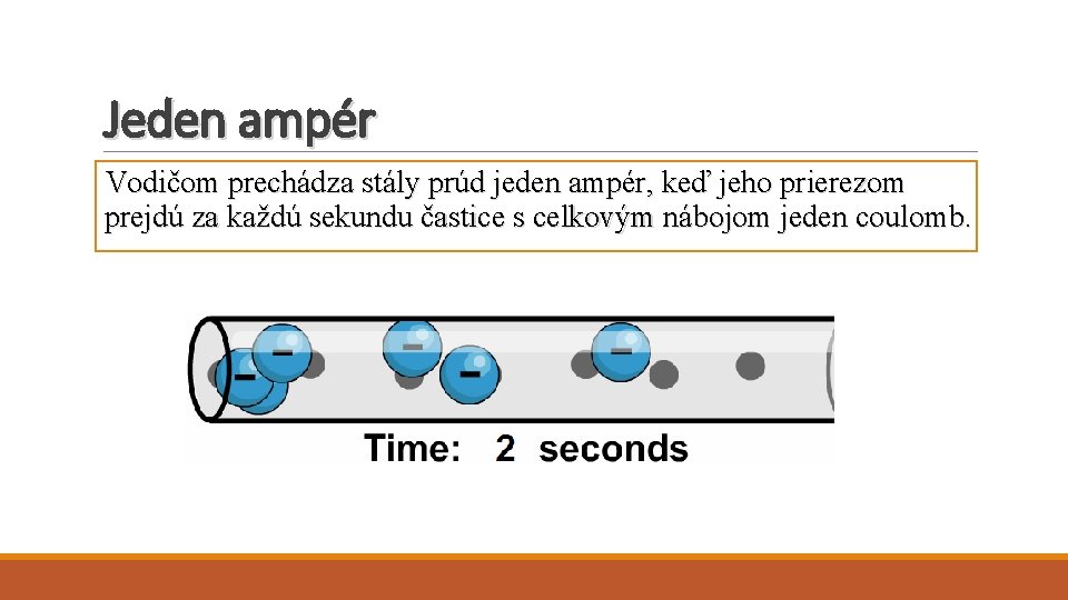 Jeden ampér Vodičom prechádza stály prúd jeden ampér, keď jeho prierezom prejdú za každú