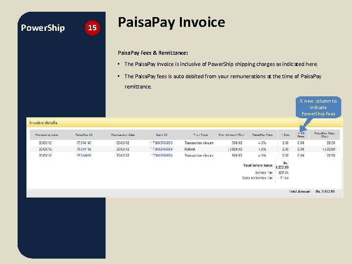 Power. Ship 15 Paisa. Pay Invoice Paisa. Pay Fees & Remittance: • The Paisa.