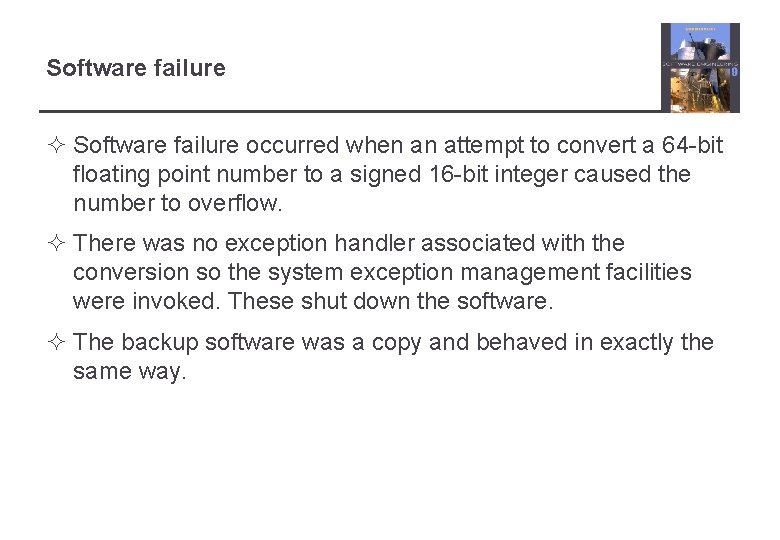 Software failure ² Software failure occurred when an attempt to convert a 64 -bit