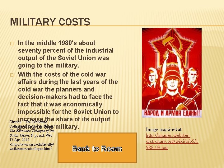 MILITARY COSTS In the middle 1980's about seventy percent of the industrial output of