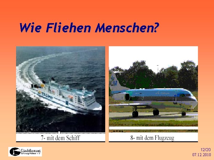 Wie Fliehen Menschen? 12/20 07. 12. 2010 