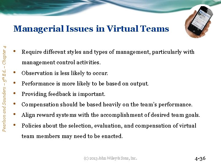 Pearlson and Saunders – 5 th Ed. – Chapter 4 Managerial Issues in Virtual