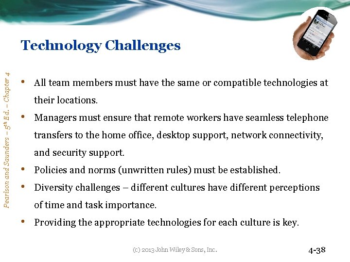Pearlson and Saunders – 5 th Ed. – Chapter 4 Technology Challenges • All