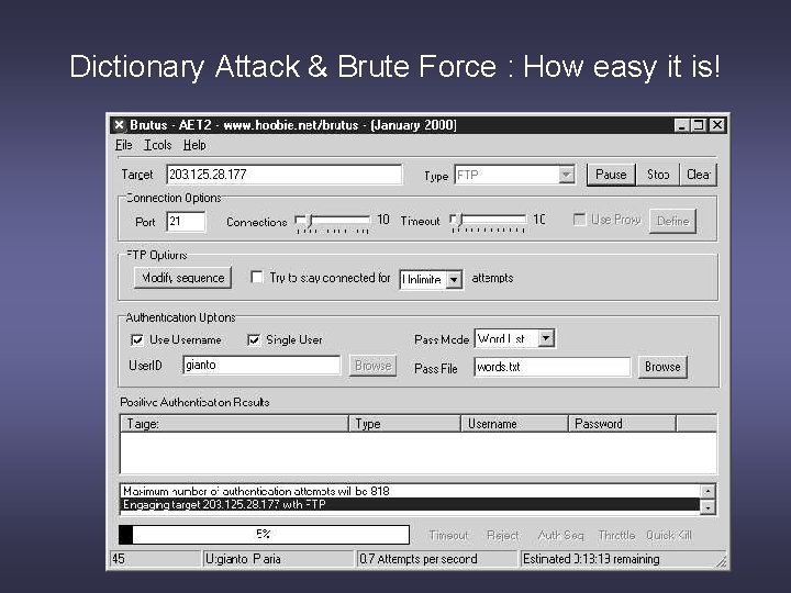 Dictionary Attack & Brute Force : How easy it is! 