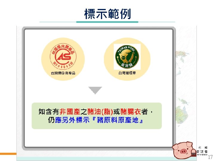Taiwan Food and Drug Administration Ministry of Health and Welfare 標示範例 17 