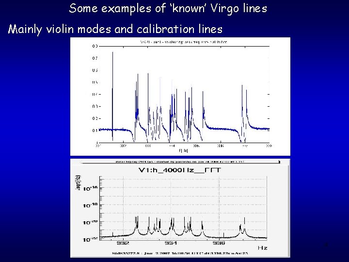 Some examples of ‘known’ Virgo lines Mainly violin modes and calibration lines 4 