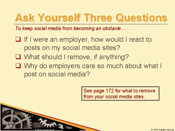 Ask Yourself Three Questions To keep social media from becoming an obstacle. . .