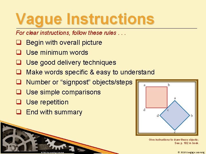 Vague Instructions For clear instructions, follow these rules. . . q q q q