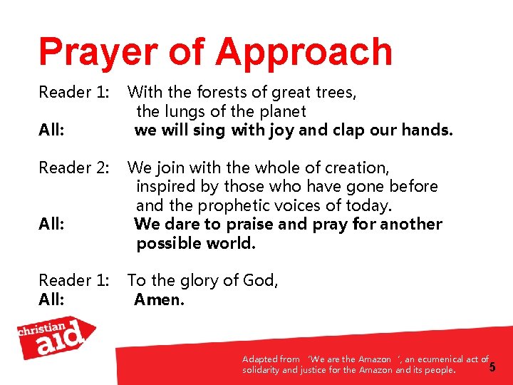 Prayer of Approach Reader 1: All: Reader 2: All: Reader 1: All: With the