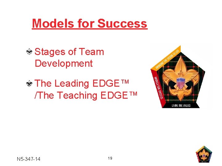 Models for Success Stages of Team Development The Leading EDGE™ /The Teaching EDGE™ N