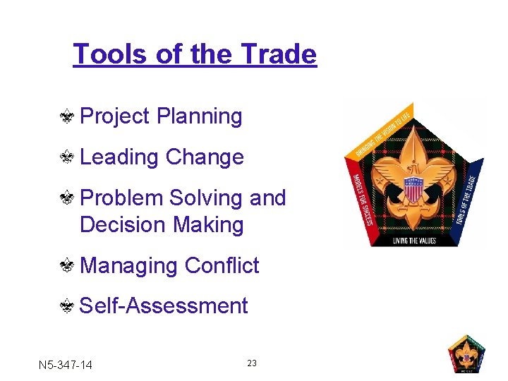 Tools of the Trade Project Planning Leading Change Problem Solving and Decision Making Managing