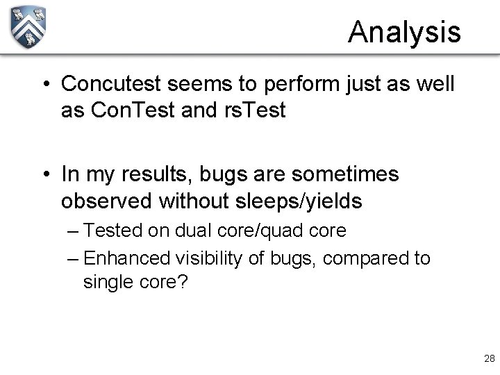 Analysis • Concutest seems to perform just as well as Con. Test and rs.