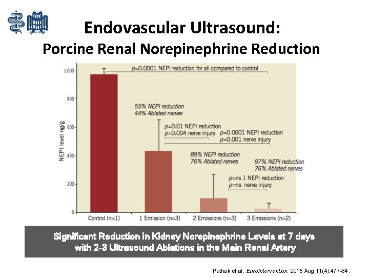 Endovascular Ultrasound: Porcine Renal Norepinephrine Reduction Significant Reduction in Kidney Norepinephrine Levels at 7