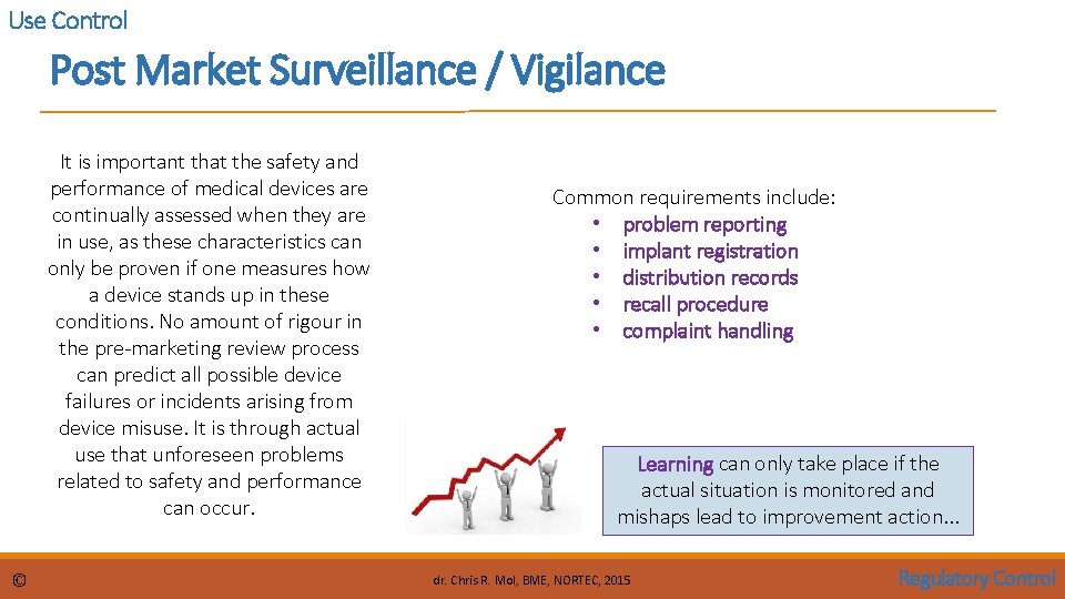 Use Control Post Market Surveillance / Vigilance It is important that the safety and