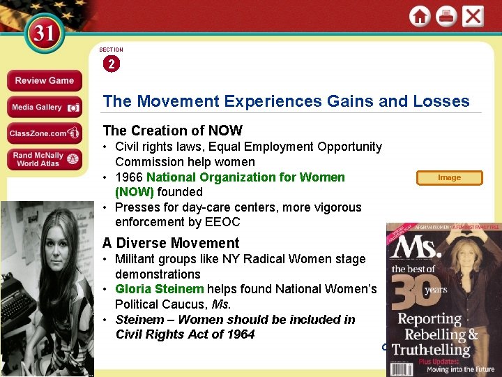 SECTION 2 The Movement Experiences Gains and Losses The Creation of NOW • Civil
