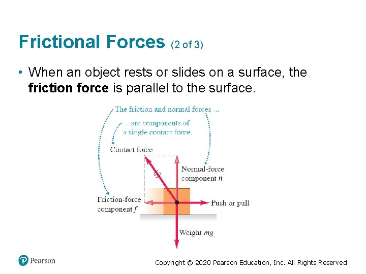 Frictional Forces (2 of 3) • When an object rests or slides on a