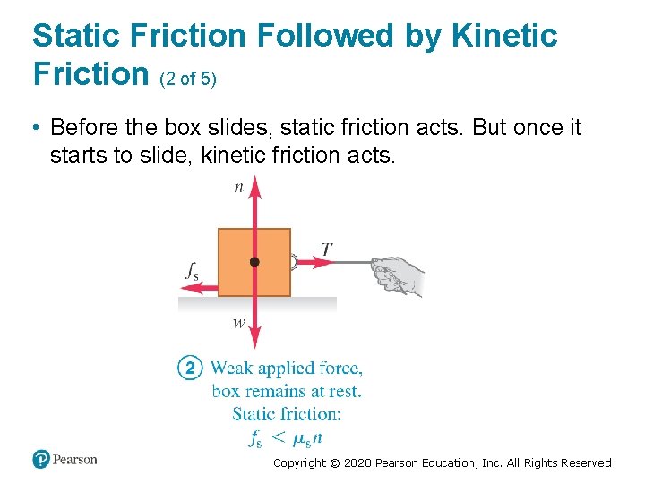 Static Friction Followed by Kinetic Friction (2 of 5) • Before the box slides,