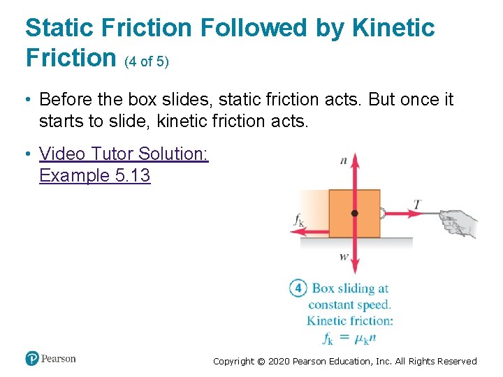 Static Friction Followed by Kinetic Friction (4 of 5) • Before the box slides,