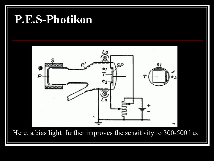 P. E. S-Photikon Here, a bias light further improves the sensitivity to 300 -500