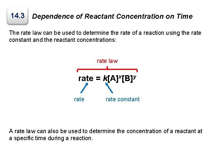 14. 3 Dependence of Reactant Concentration on Time The rate law can be used