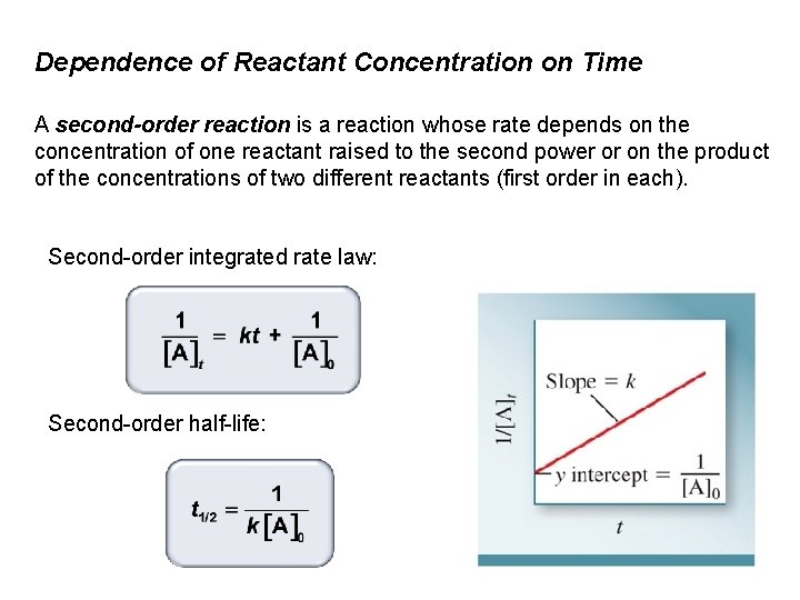 Dependence of Reactant Concentration on Time A second-order reaction is a reaction whose rate