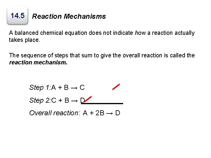 14. 5 Reaction Mechanisms A balanced chemical equation does not indicate how a reaction