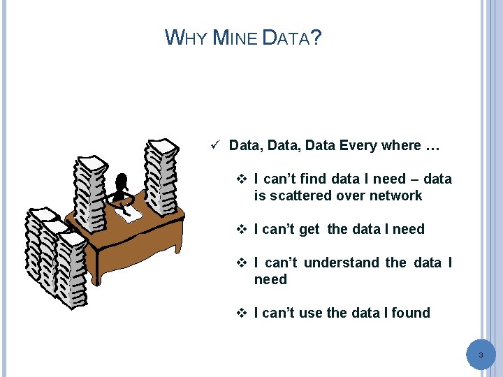 WHY MINE DATA? ü Data, Data Every where … v I can’t find data
