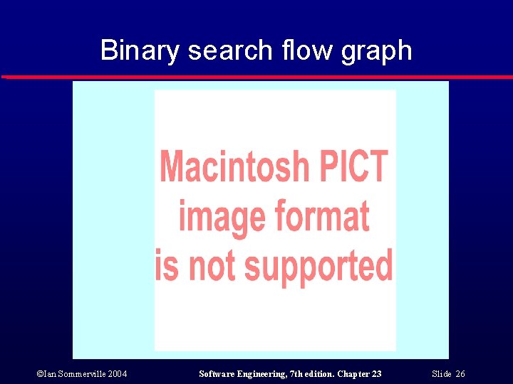 Binary search flow graph ©Ian Sommerville 2004 Software Engineering, 7 th edition. Chapter 23