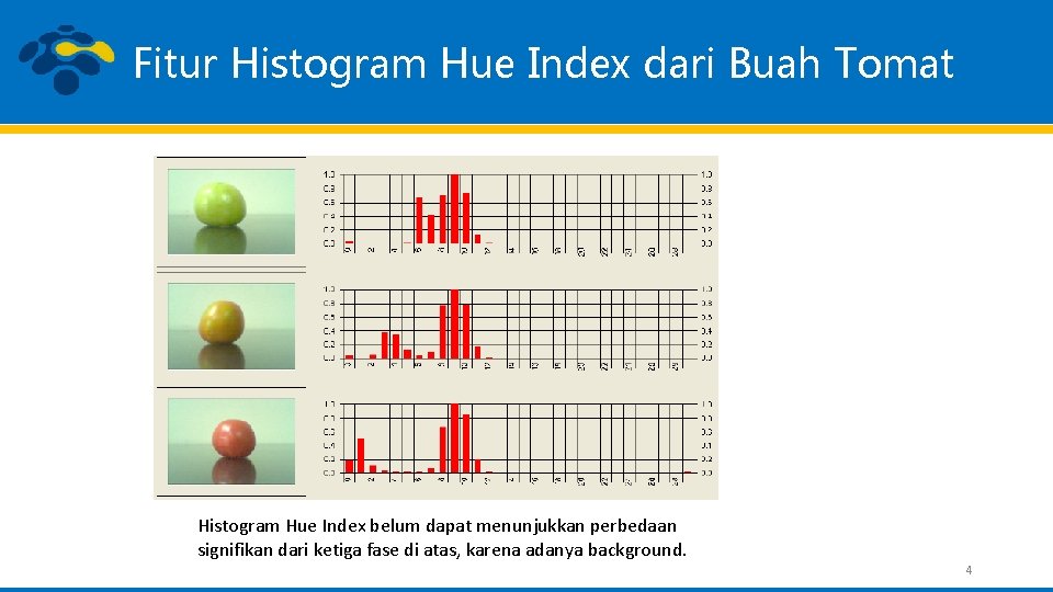 Fitur Histogram Hue Index dari Buah Tomat Histogram Hue Index belum dapat menunjukkan perbedaan