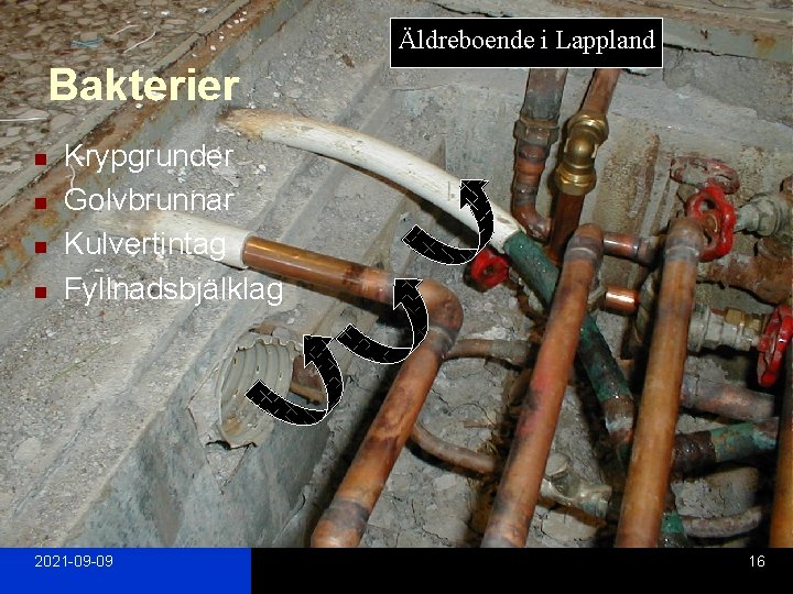 Äldreboende i Lappland Bakterier n n Krypgrunder Golvbrunnar Kulvertintag Fyllnadsbjälklag 2021 -09 -09 16