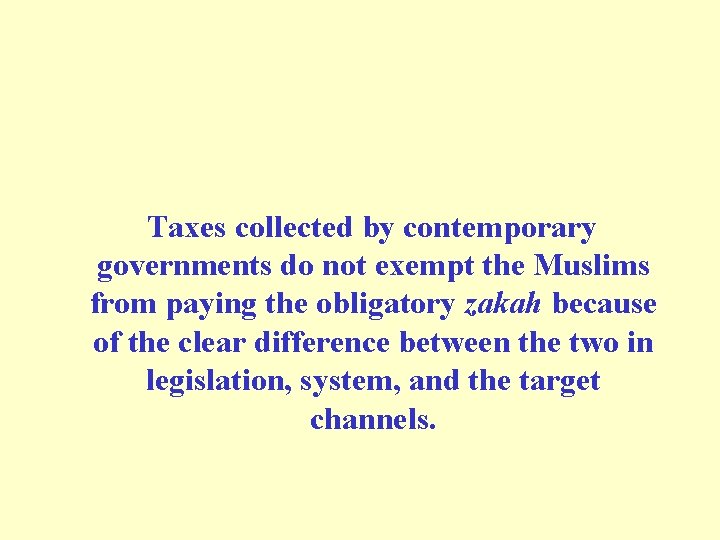 Taxes collected by contemporary governments do not exempt the Muslims from paying the obligatory