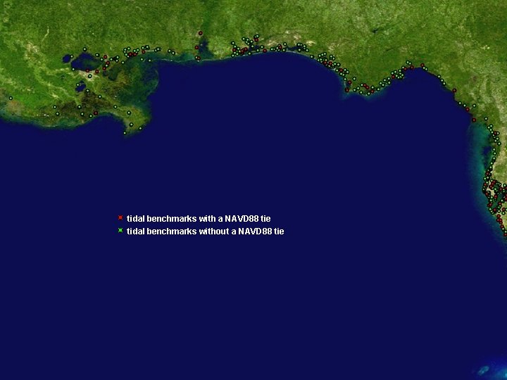 tidal benchmarks with a NAVD 88 tie tidal benchmarks without a NAVD 88 tie