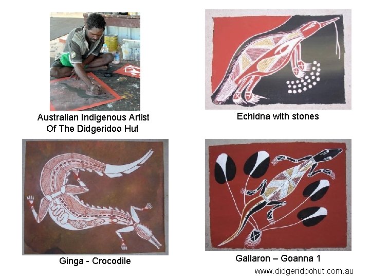 Australian Indigenous Artist Of The Didgeridoo Hut Echidna with stones Ginga - Crocodile Gallaron