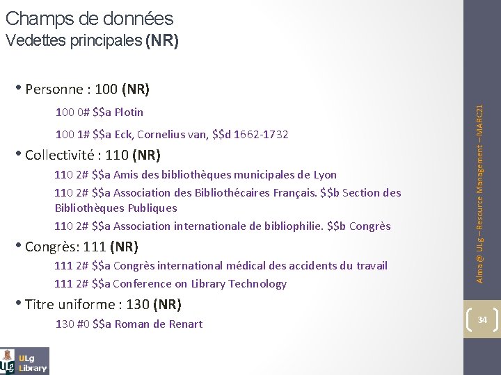 Champs de données Vedettes principales (NR) 100 0# $$a Plotin 100 1# $$a Eck,