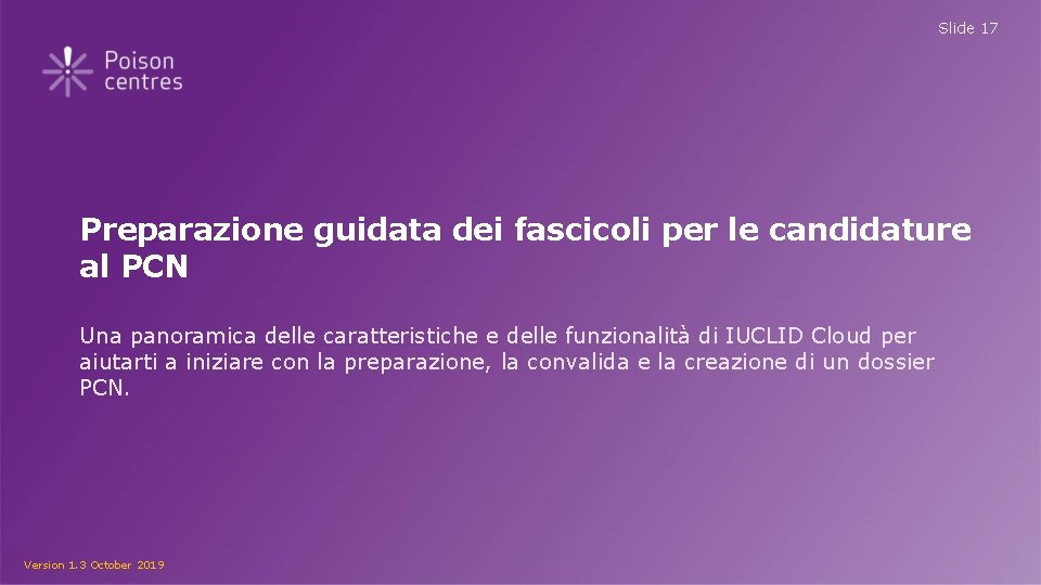 Slide 17 Preparazione guidata dei fascicoli per le candidature al PCN Una panoramica delle