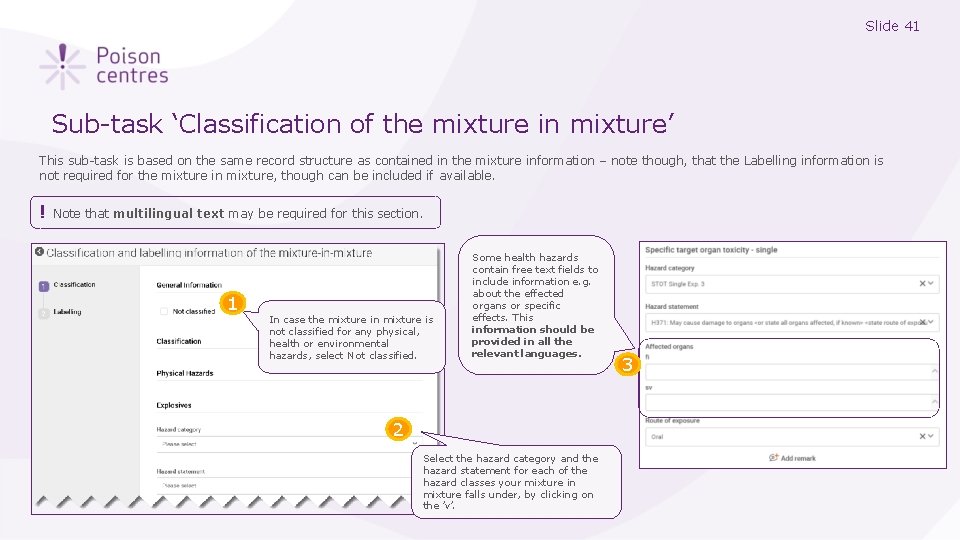 Slide 41 Sub-task ‘Classification of the mixture in mixture’ This sub-task is based on