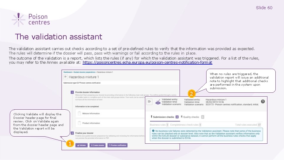 Slide 60 The validation assistant The The you validation assistant carries out checks according