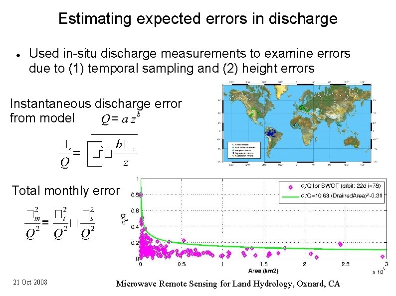 Estimating expected errors in discharge Used in-situ discharge measurements to examine errors due to