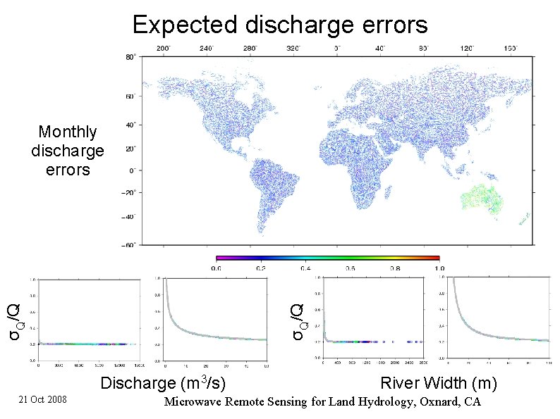Expected discharge errors σQ/Q Monthly discharge errors Discharge (m 3/s) 21 Oct 2008 River