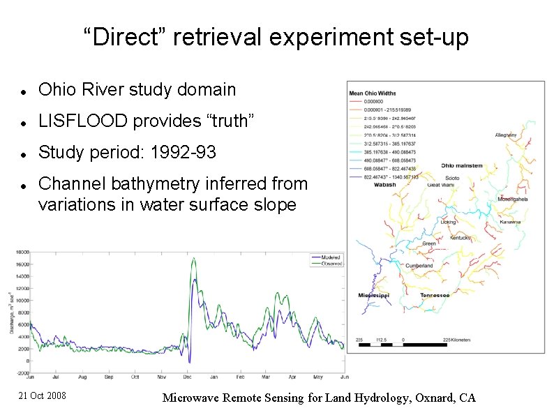 “Direct” retrieval experiment set-up Ohio River study domain LISFLOOD provides “truth” Study period: 1992