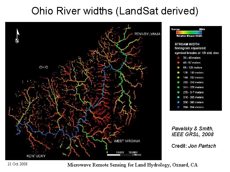 Ohio River widths (Land. Sat derived) Pavelsky & Smith, IEEE GRSL, 2008 Credit: Jon