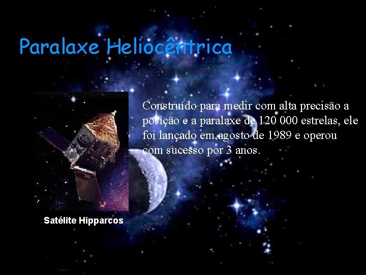 Paralaxe Heliocêntrica Construído para medir com alta precisão a posição e a paralaxe de